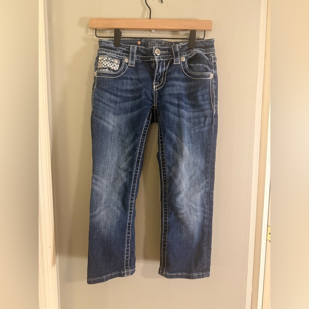 Miss Me  Jeans Size 25 Rhinestone Fleur-de-Lis